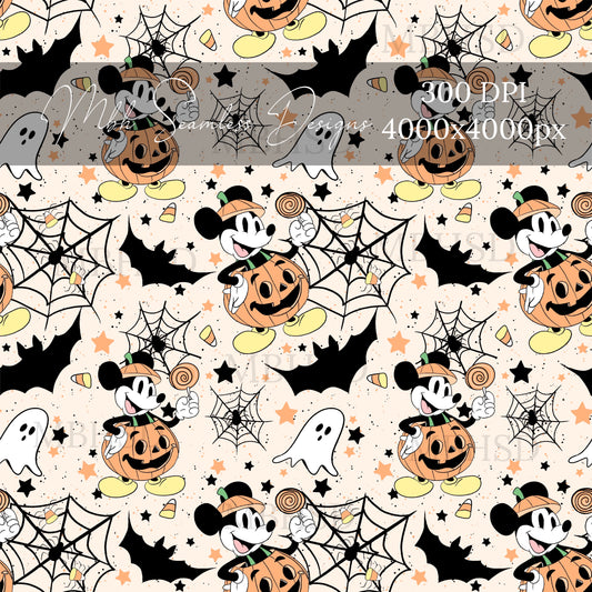 Boho Pumpkin Mickey Seamless Pattern