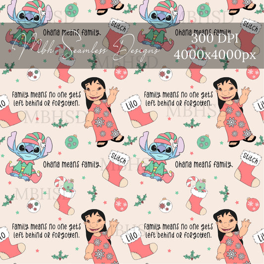 Lilo Stitch Holiday Seamless Pattern