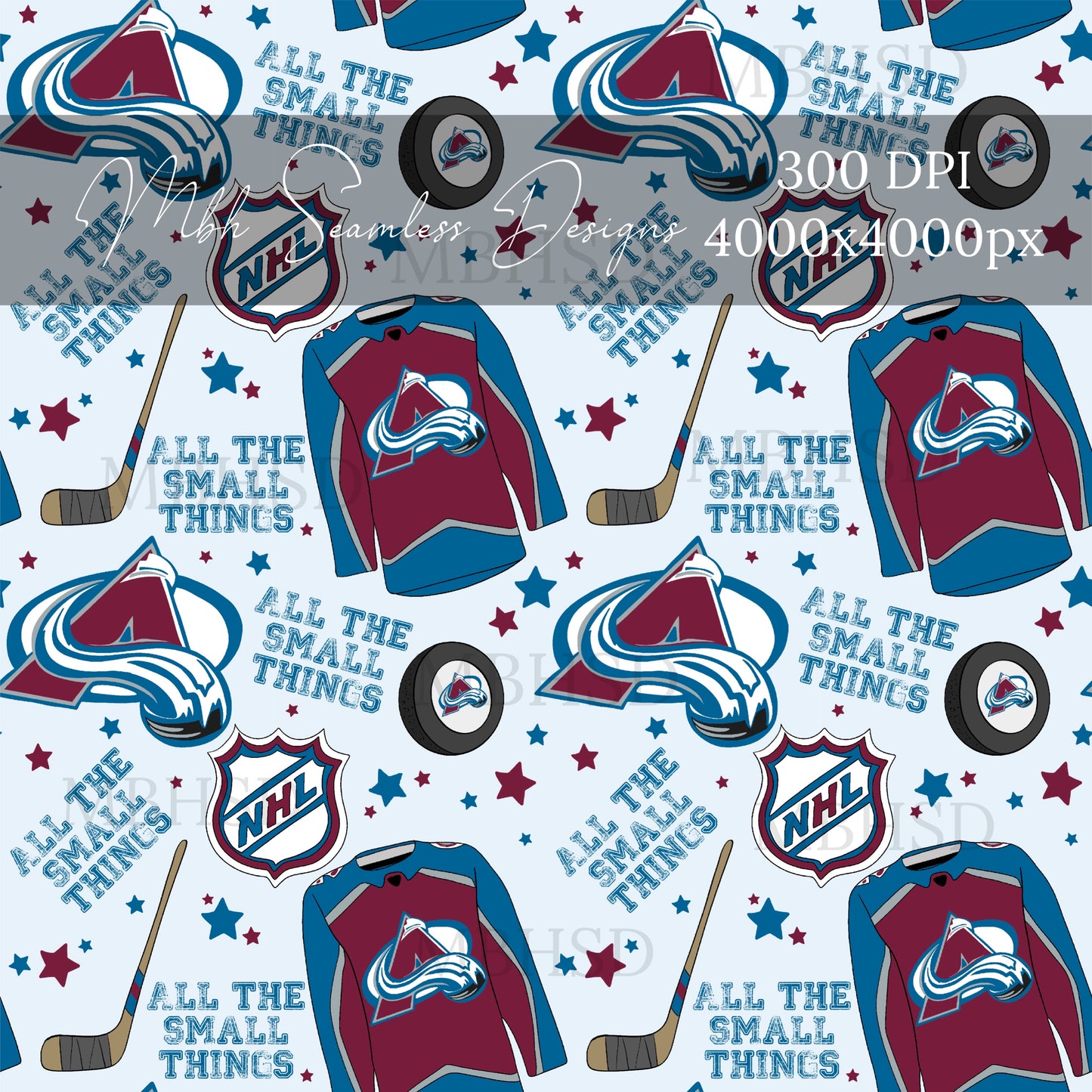 Avalanche Hockey Seamless Pattern