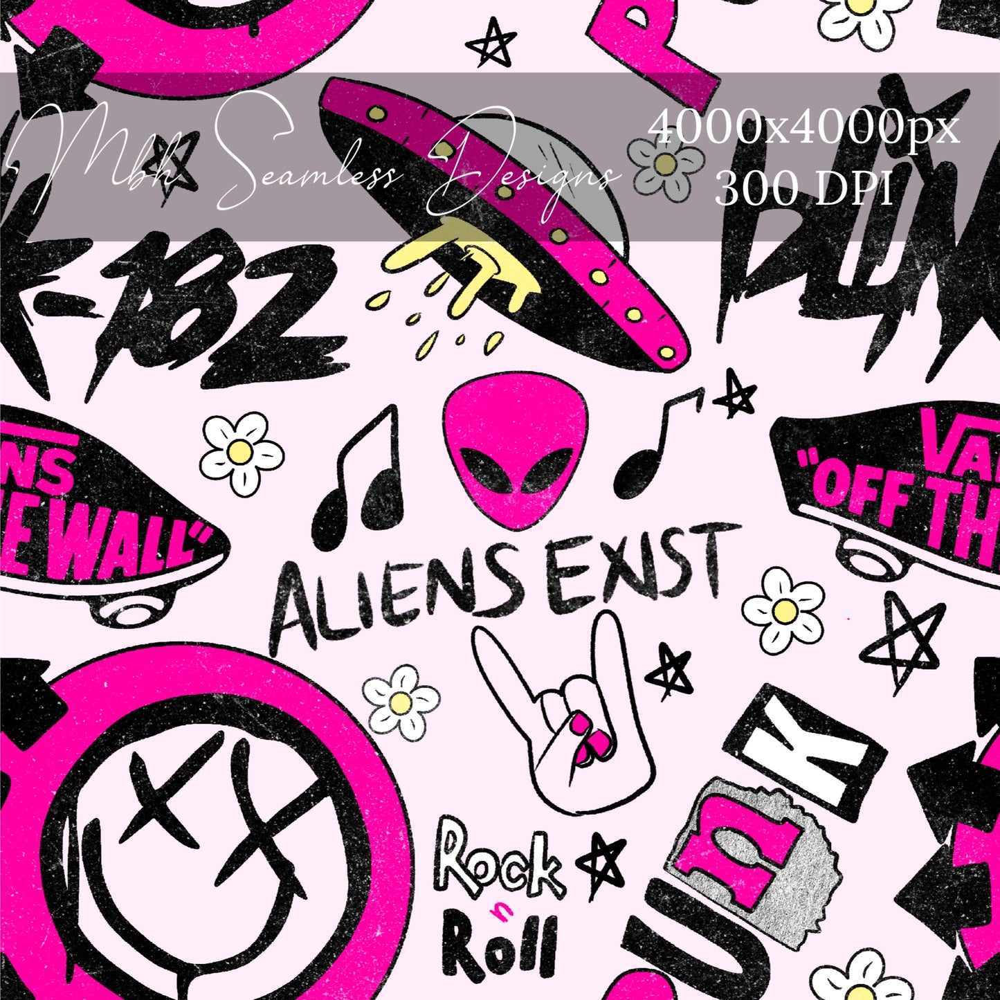 Blink 182 Pink Seamless Pattern