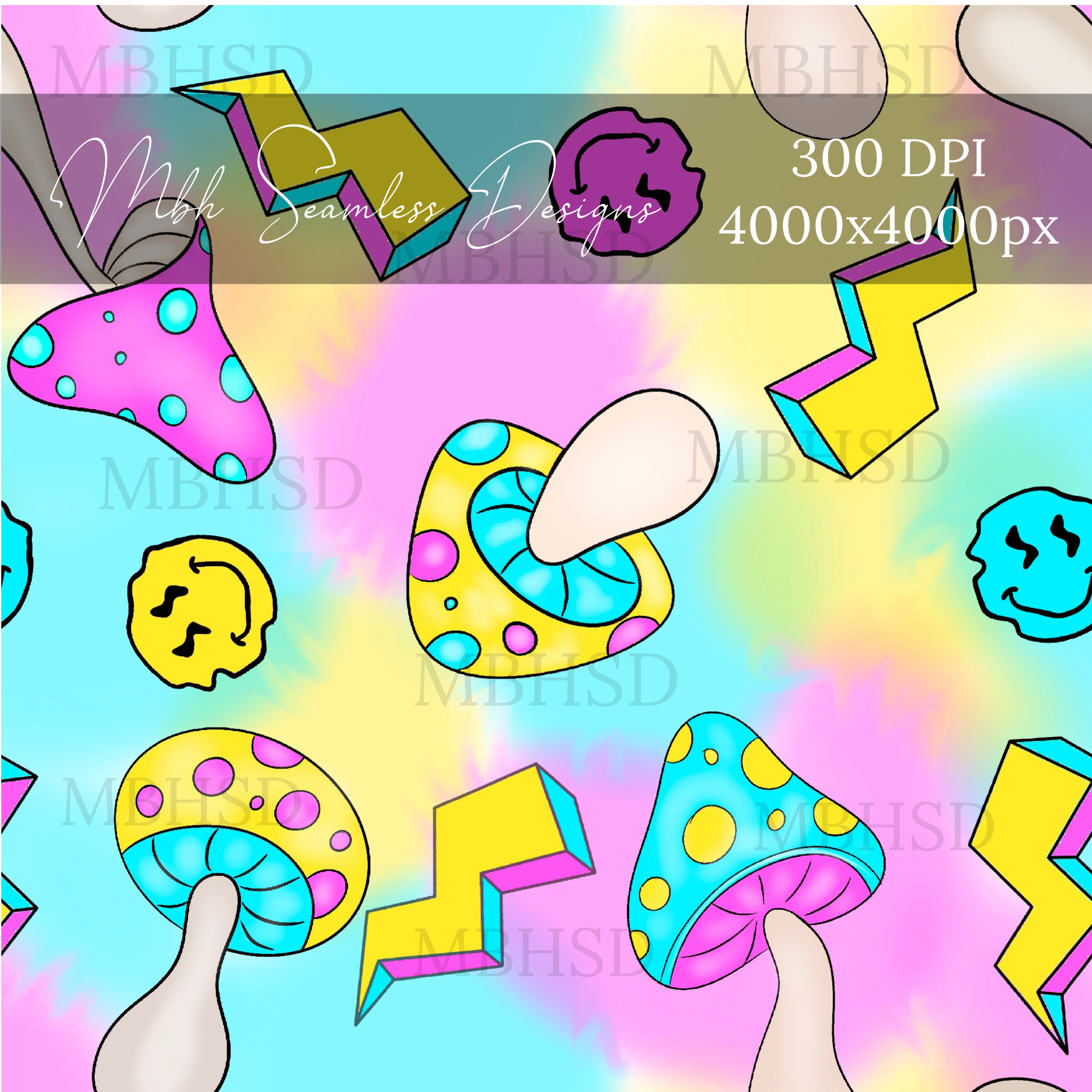 Trippy Shrooms Seamless Pattern – MBH Seamless Designs