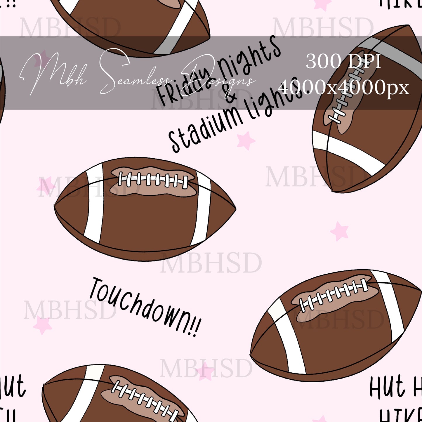 Starry Football Sayings Seamless Pattern