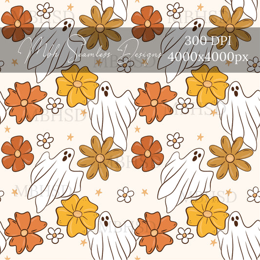 Floral Ghosts Seamless Pattern