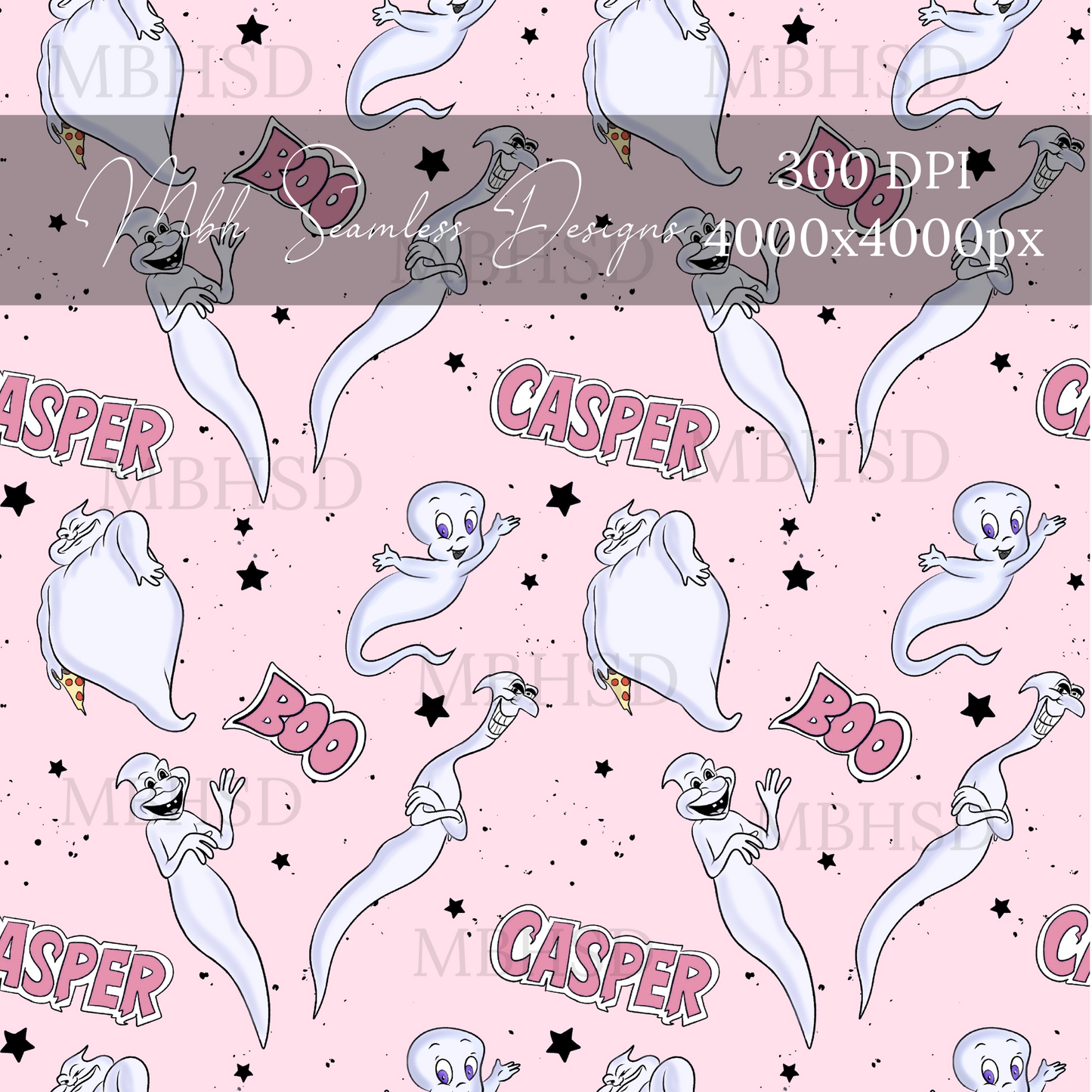 Casper and Friends Assorted Colorways Seamless Pattern