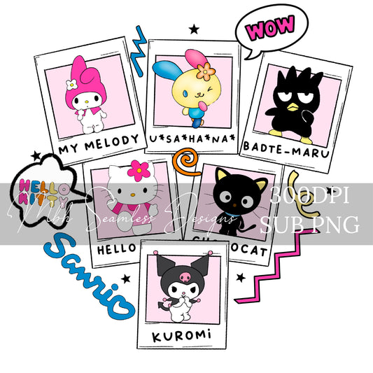 Pink Kitty & Friends Polaroids PNG