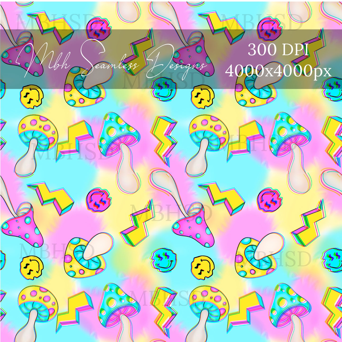 Trippy Shrooms Seamless Pattern