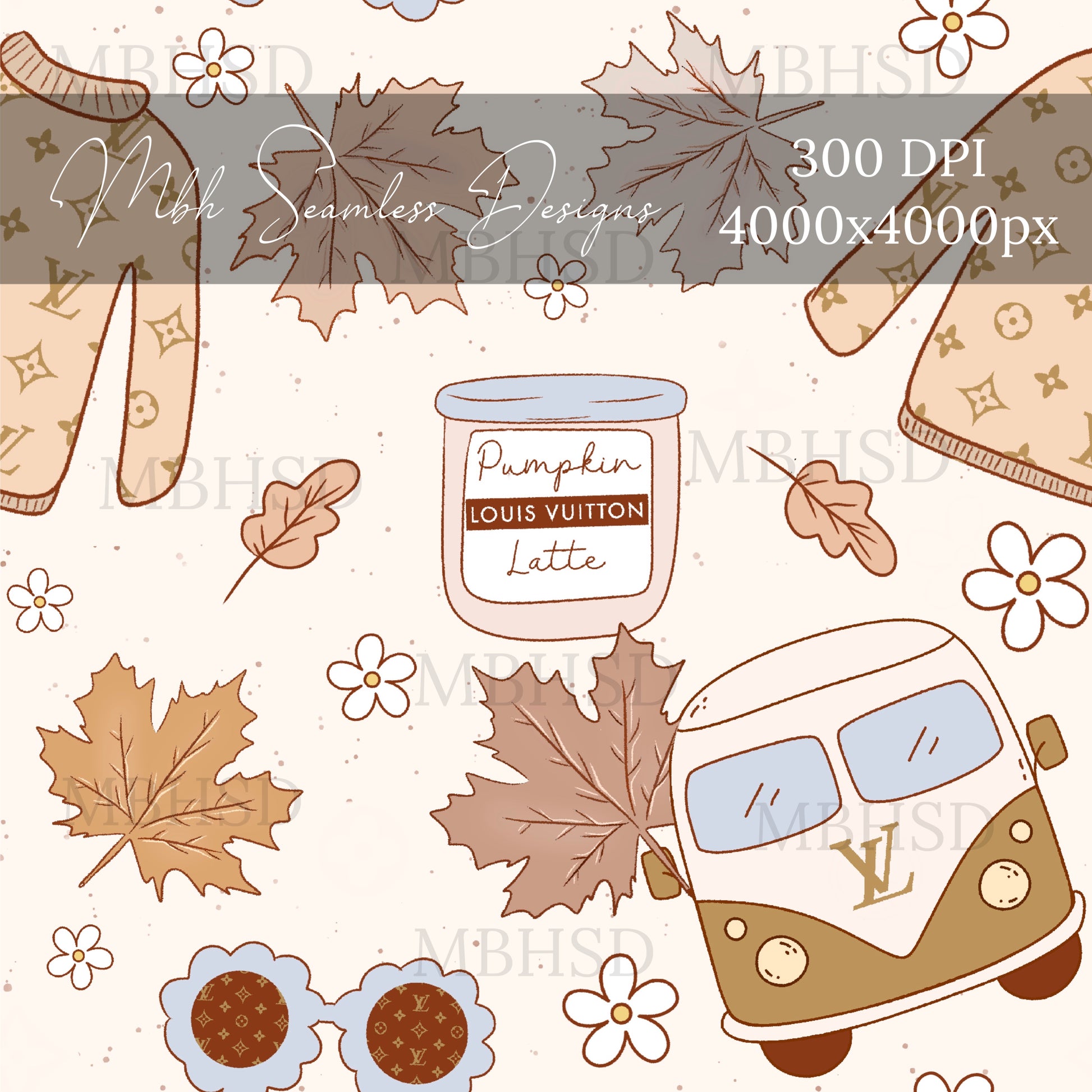 Boujee Fall Hippie Vans Seamless Pattern – MBH Seamless Designs