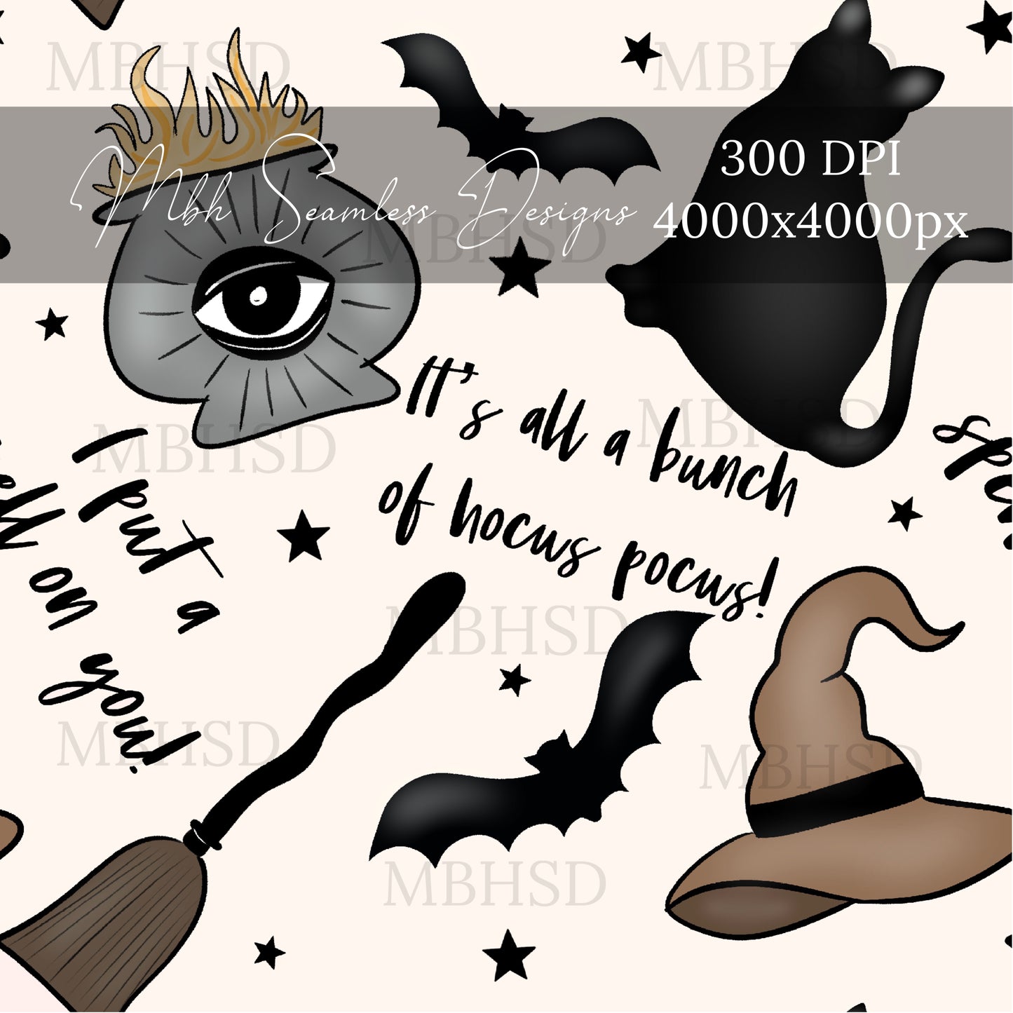 Hocus Pocus Witchery Seamless Pattern