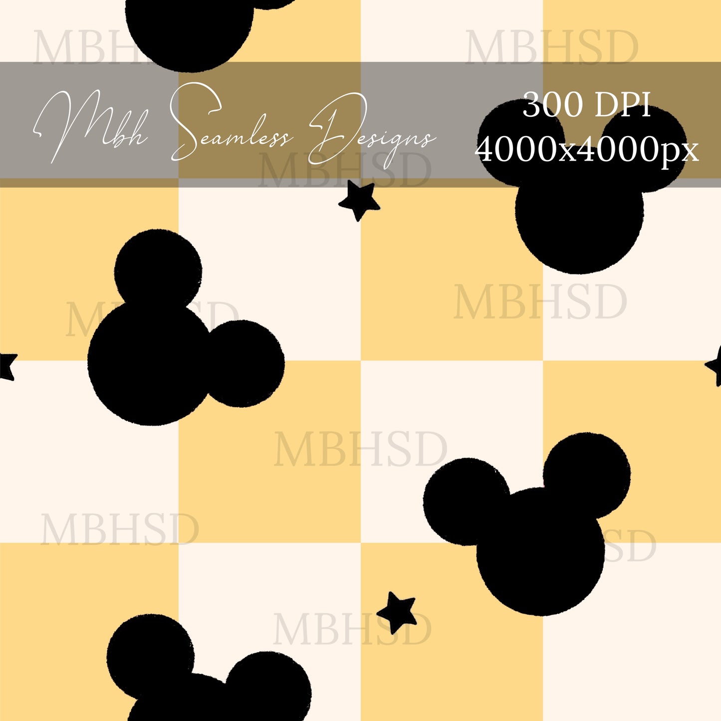 Starry Checkered Mouse Silhouettes Assorted Colors Seamless Pattern