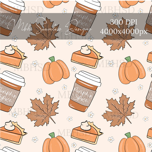 Pumpkin Fall Seamless Pattern