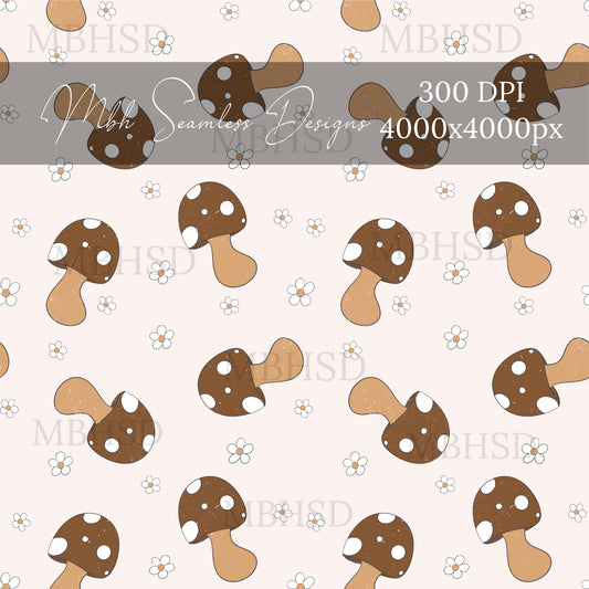 Earthy Shrooms Seamless Pattern