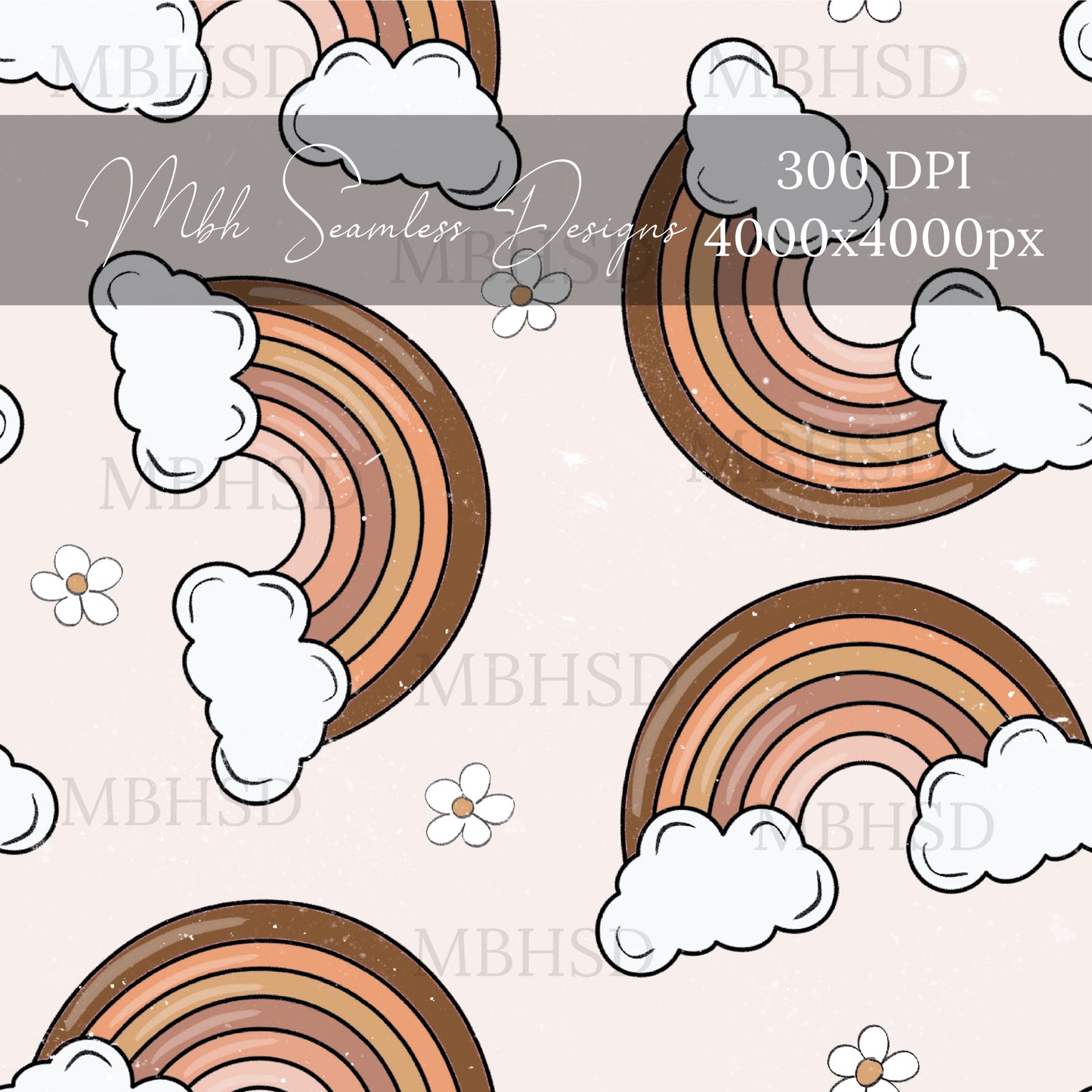 Earthy Boho Rainbows Seamless Pattern