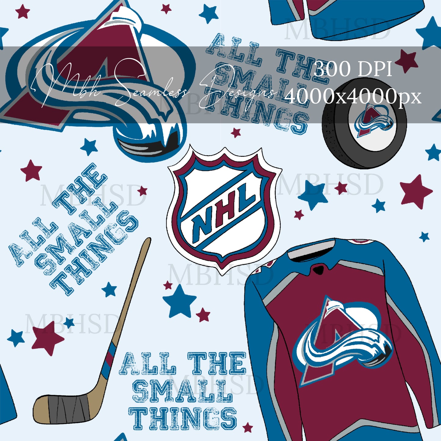 Avalanche Hockey Seamless Pattern