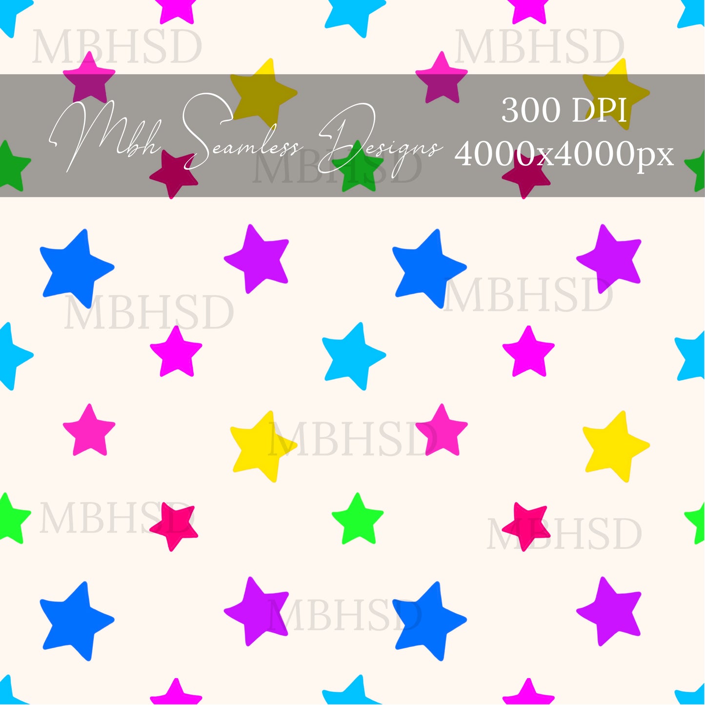 Neon Stars Seamless Pattern