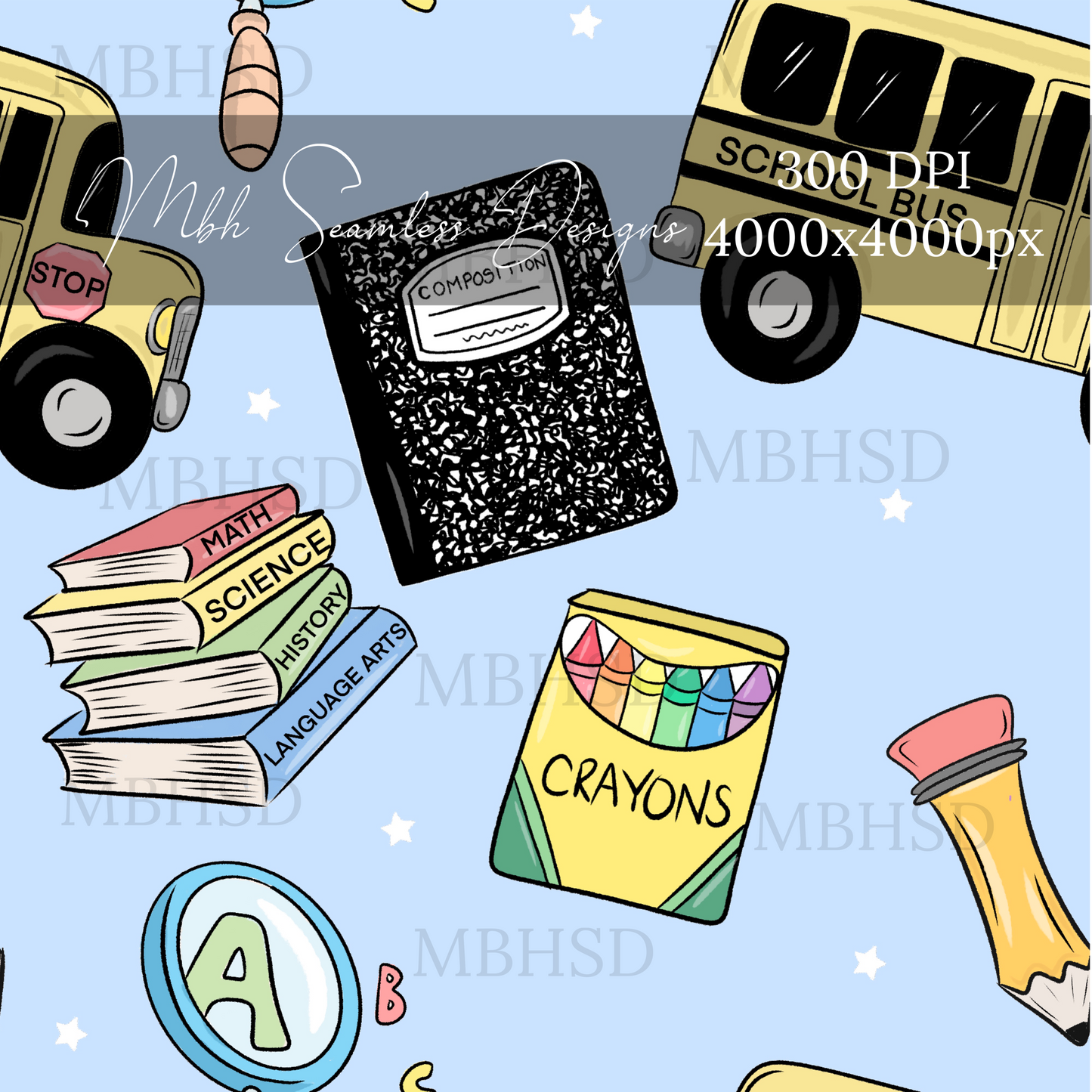 Back To School 3 Colorways Seamless Pattern