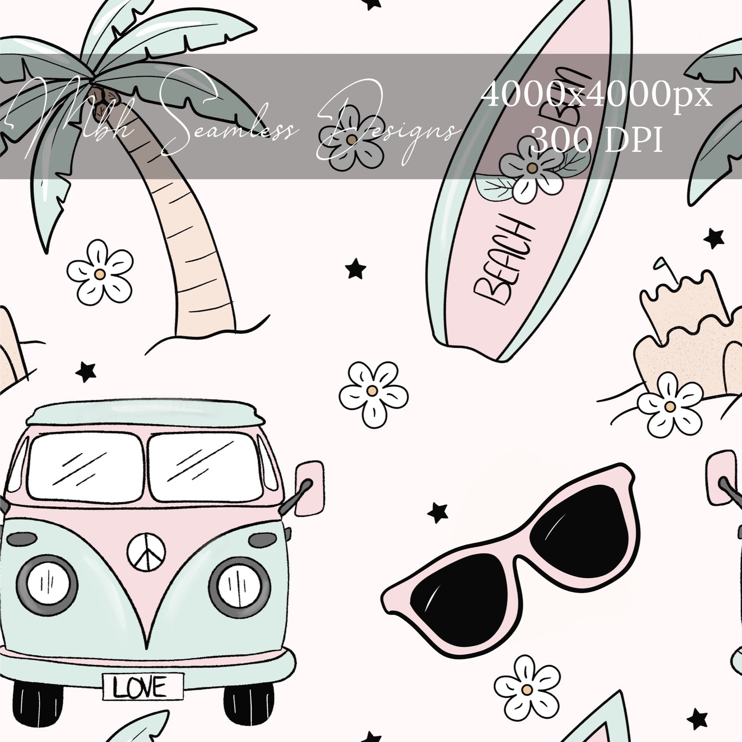 Beach Bum 2 Seamless Pattern