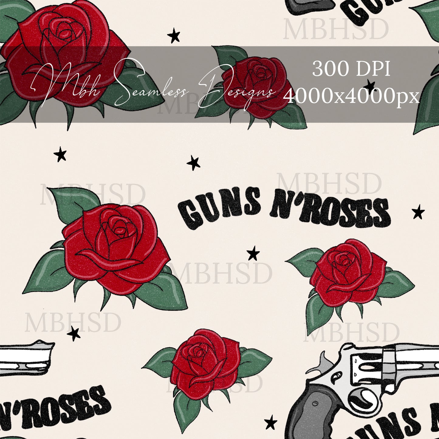 Guns N Roses Seamless Pattern