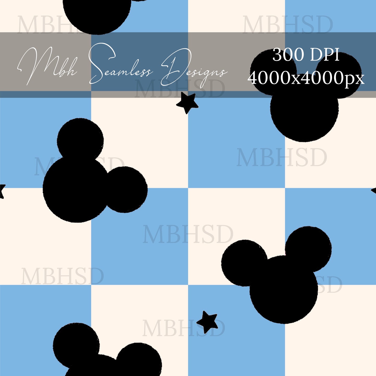 Starry Checkered Mouse Silhouettes Assorted Colors Seamless Pattern