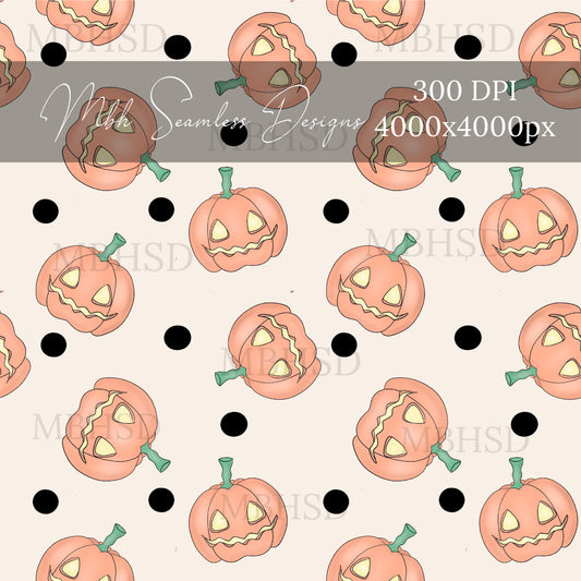 Polka Dot Jackie O Lanterns  Seamless Pattern