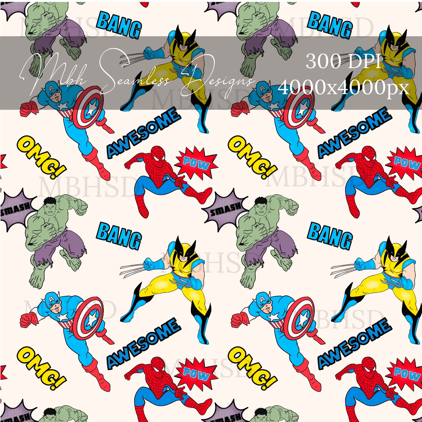 Avengers Comic  2 Colors Seamless Pattern