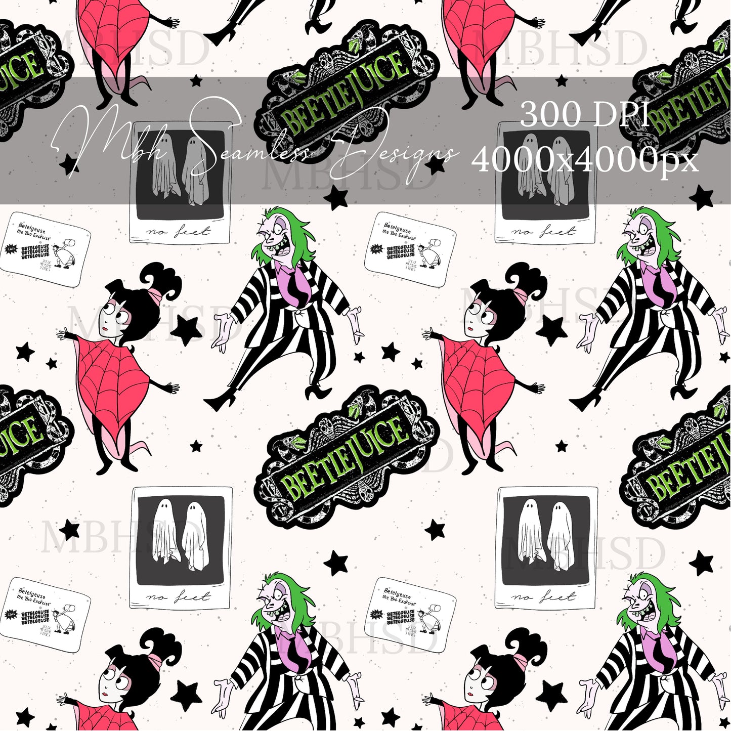 Beetlejuice Seamless Pattern