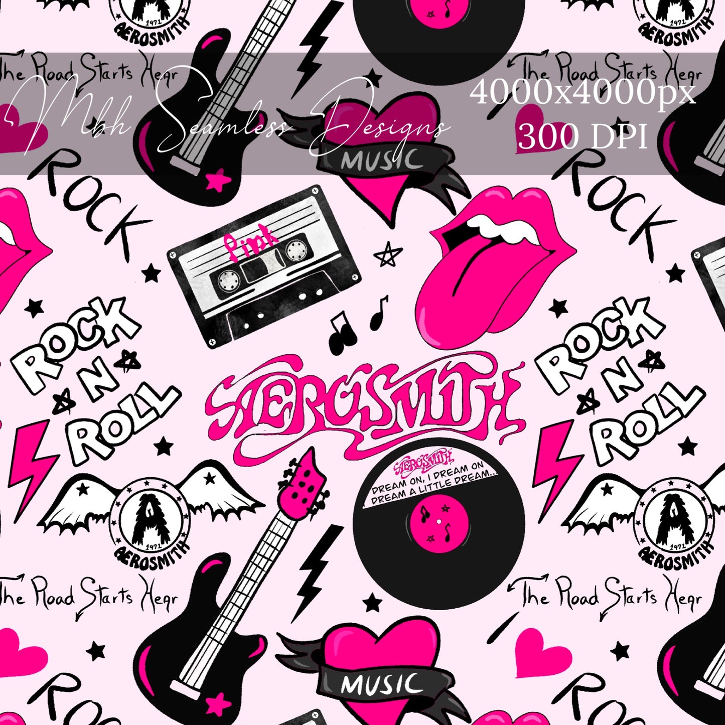 Aerosmith Pink Seamless Pattern