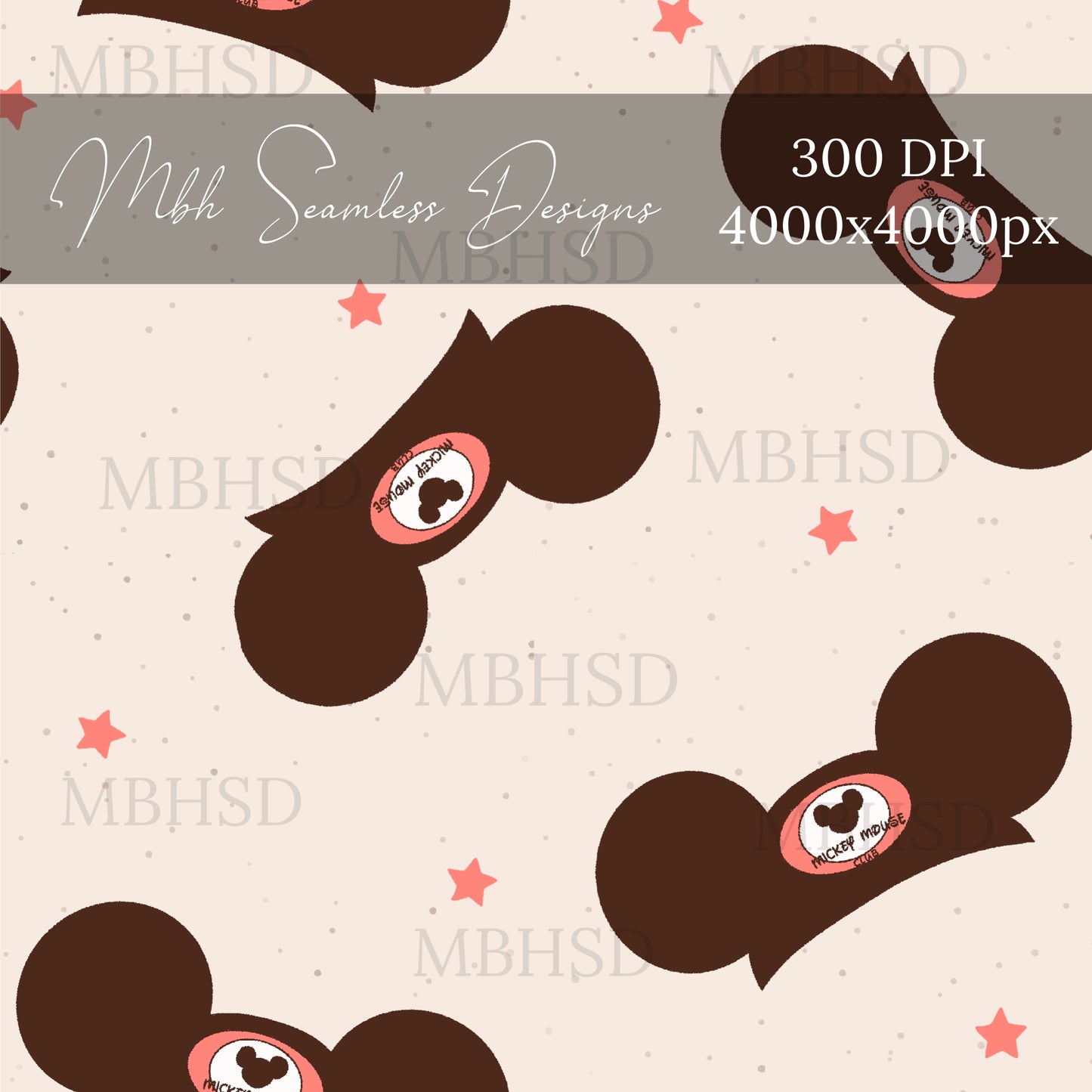 Starry Mouse Hats Seamless Pattern