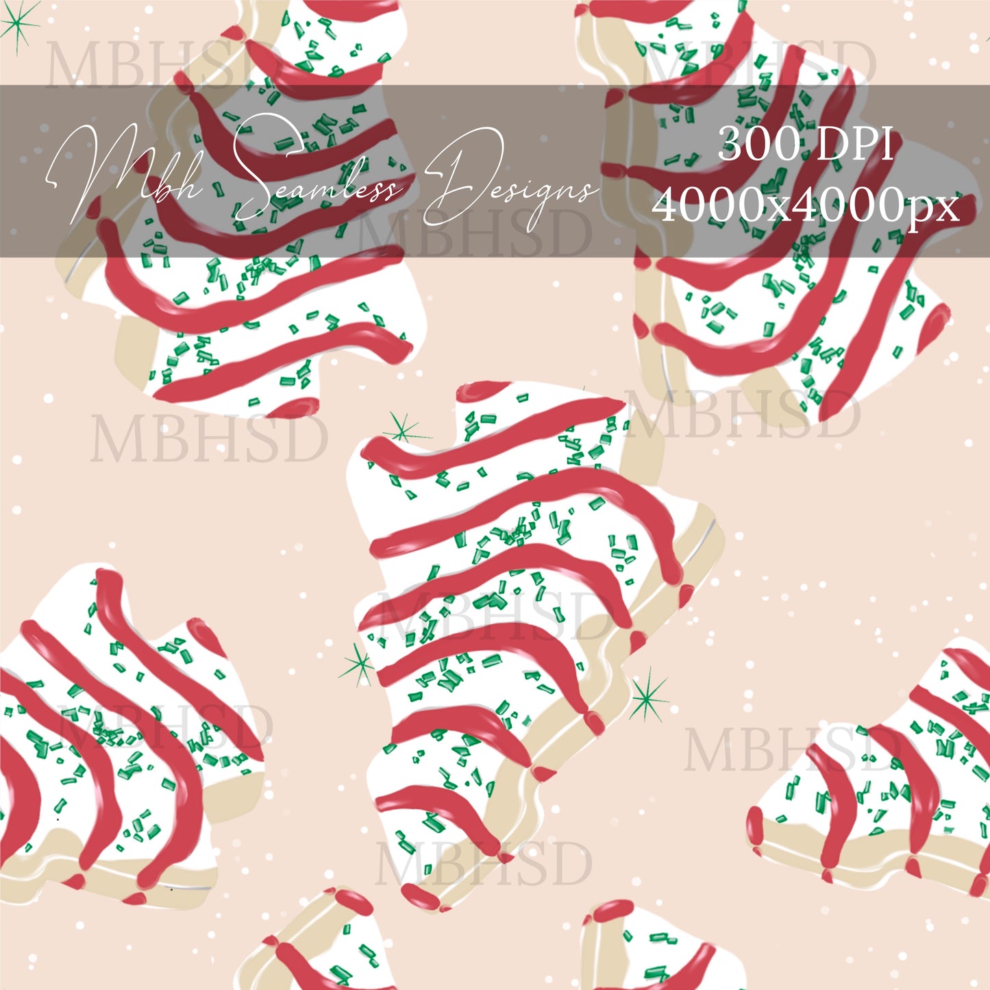 Christmas Cakes Seamless Pattern