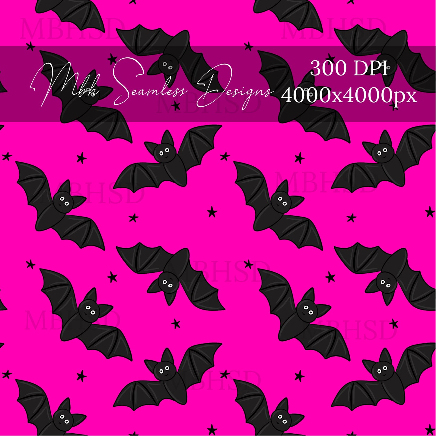 Neon Starry Bats Assorted Colors Seamless Pattern