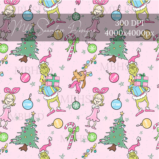 Pink Green Guy ASSORTED COLORS Seamless Pattern
