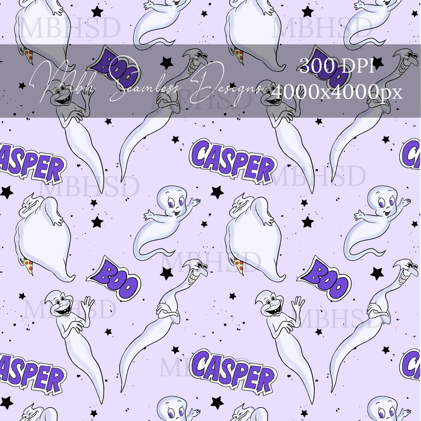 Casper and Friends Assorted Colorways Seamless Pattern