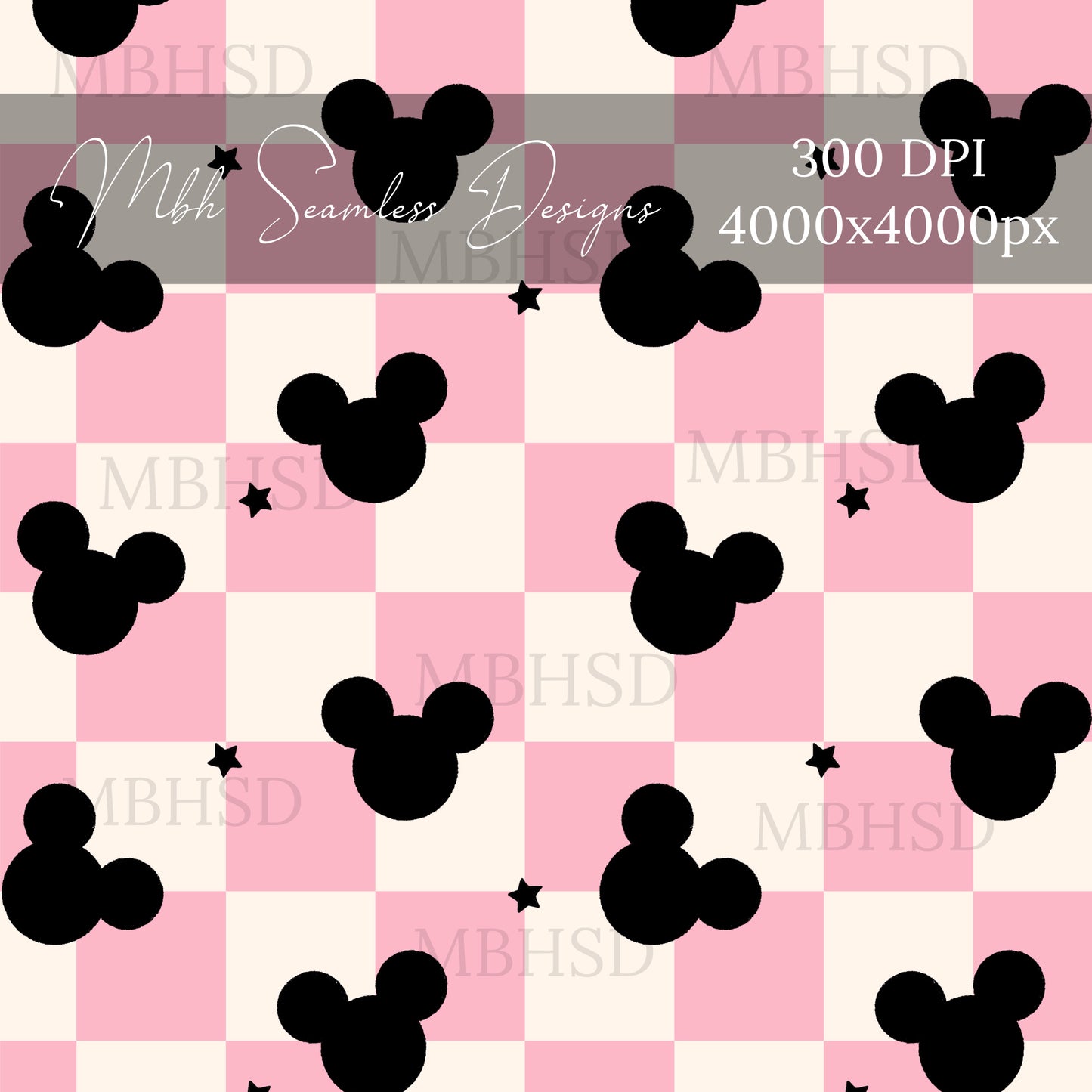 Starry Checkered Mouse Silhouettes Assorted Colors Seamless Pattern