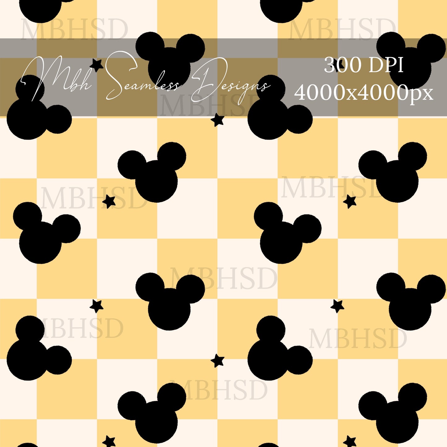 Starry Checkered Mouse Silhouettes Assorted Colors Seamless Pattern