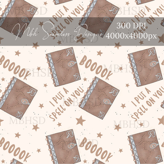 Hocus Pocus Starry Book Seamless Pattern