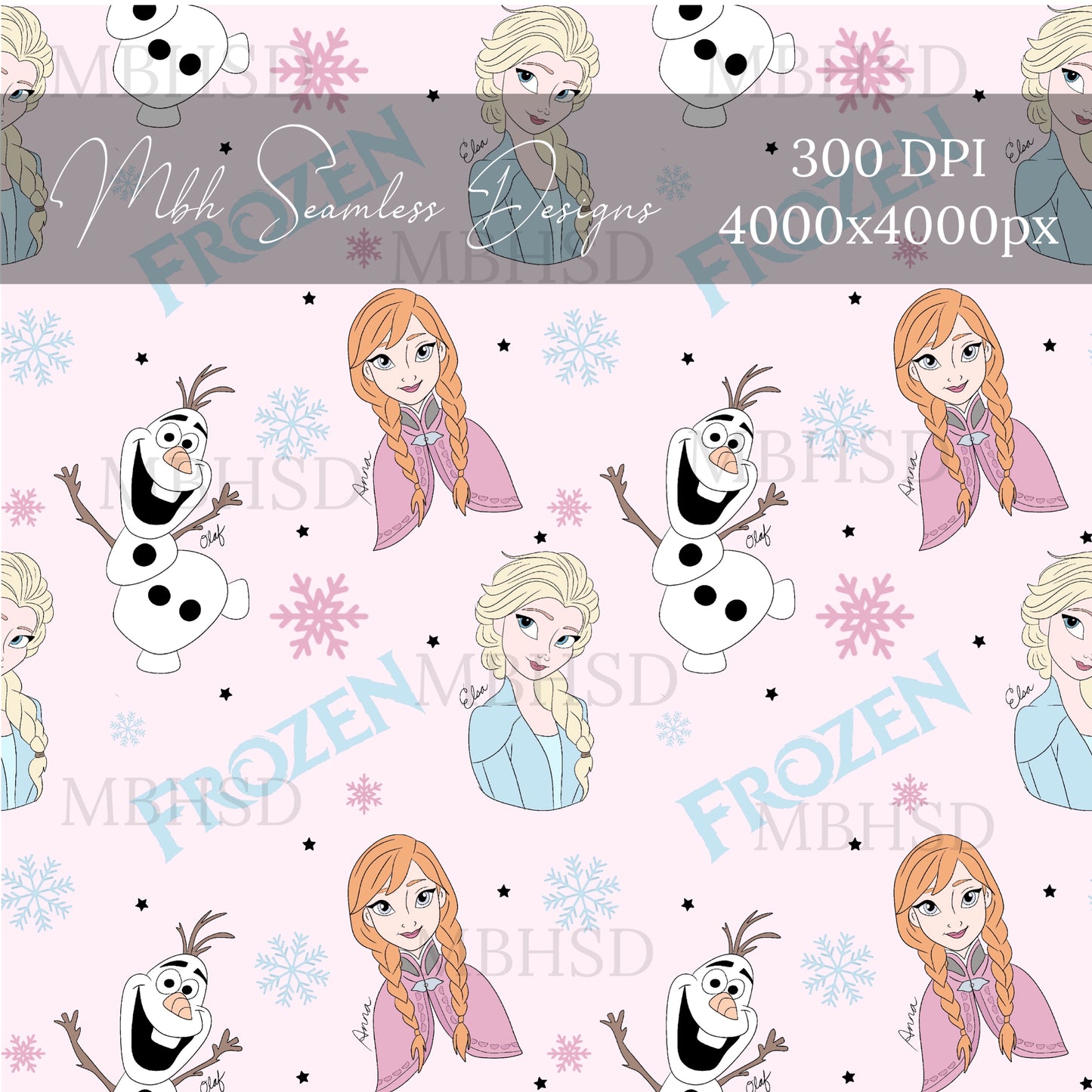 Frozen Names Seamless Pattern