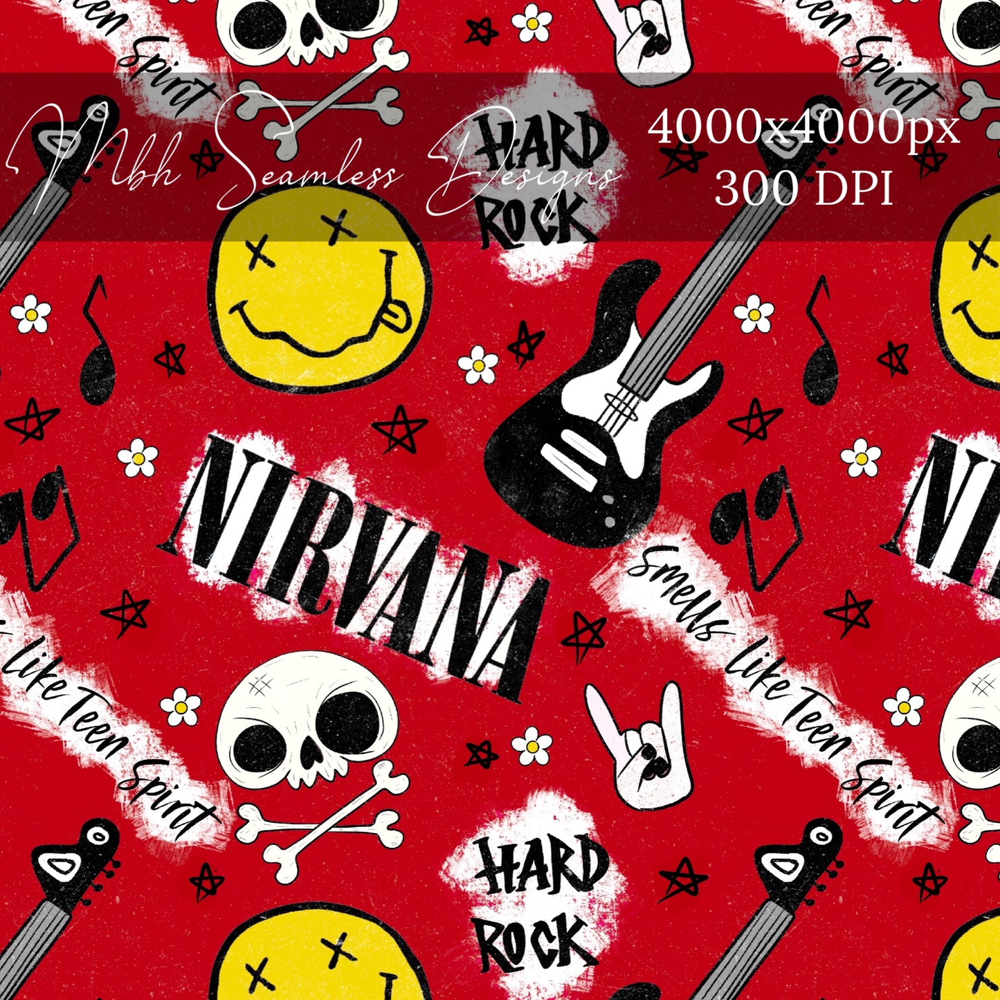 Nirvana Red Seamless Pattern