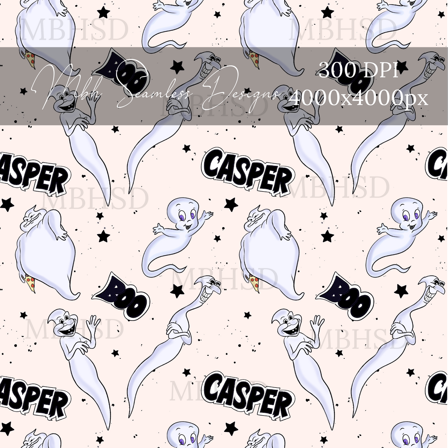 Casper and Friends Assorted Colorways Seamless Pattern