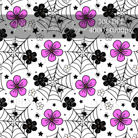 Spiderweb Floral Seamless Pattern