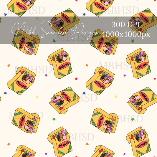 Starry Crayons Seamless Pattern