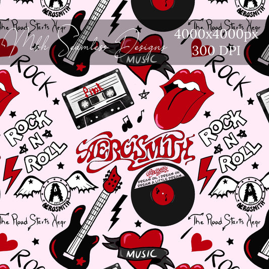 Aerosmith Pink Red Seamless Pattern