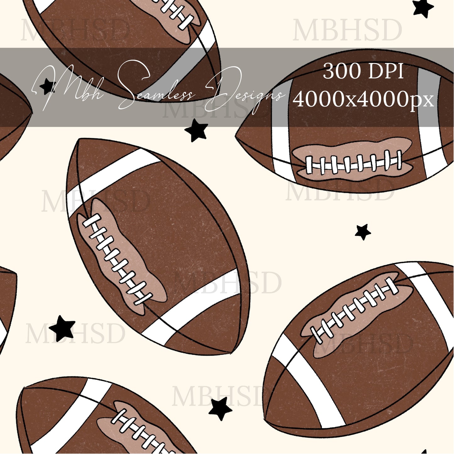 Starry Footballs Assorted Colorways Seamless Pattern