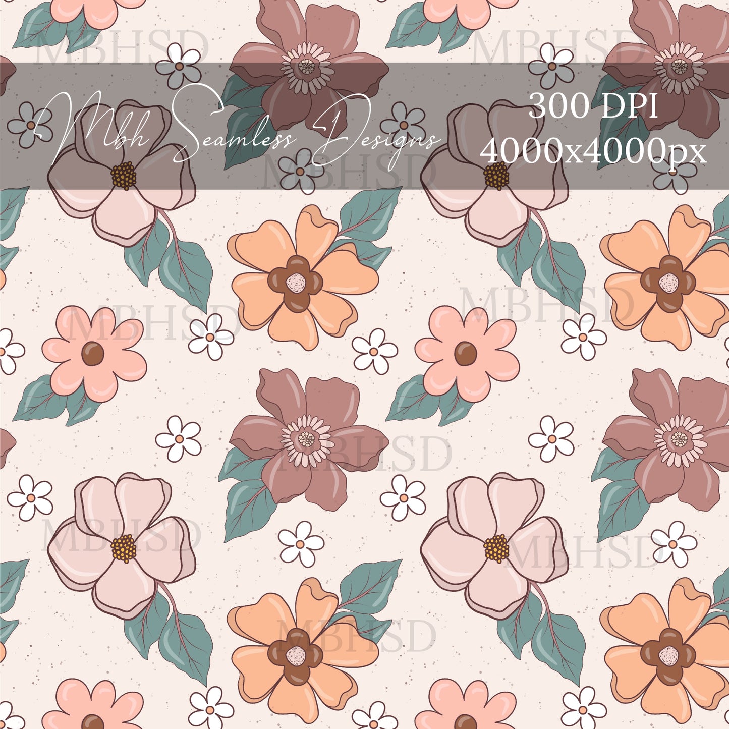 Speckled Autumn Flowers ASSORTED COLORWAYS Seamless Pattern