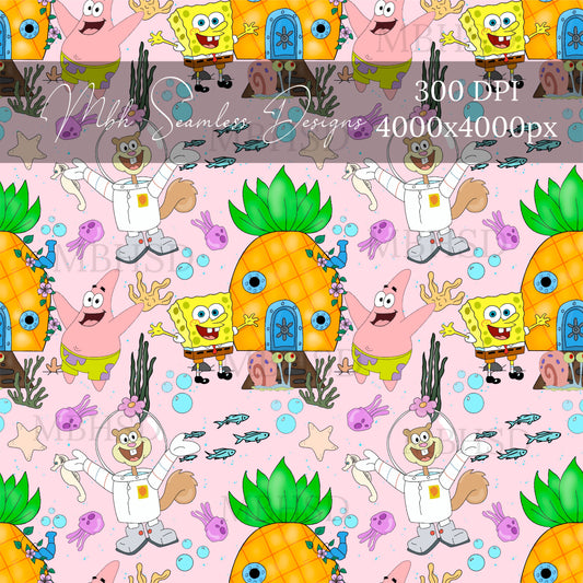 SpongeBob Pink Seamless Pattern