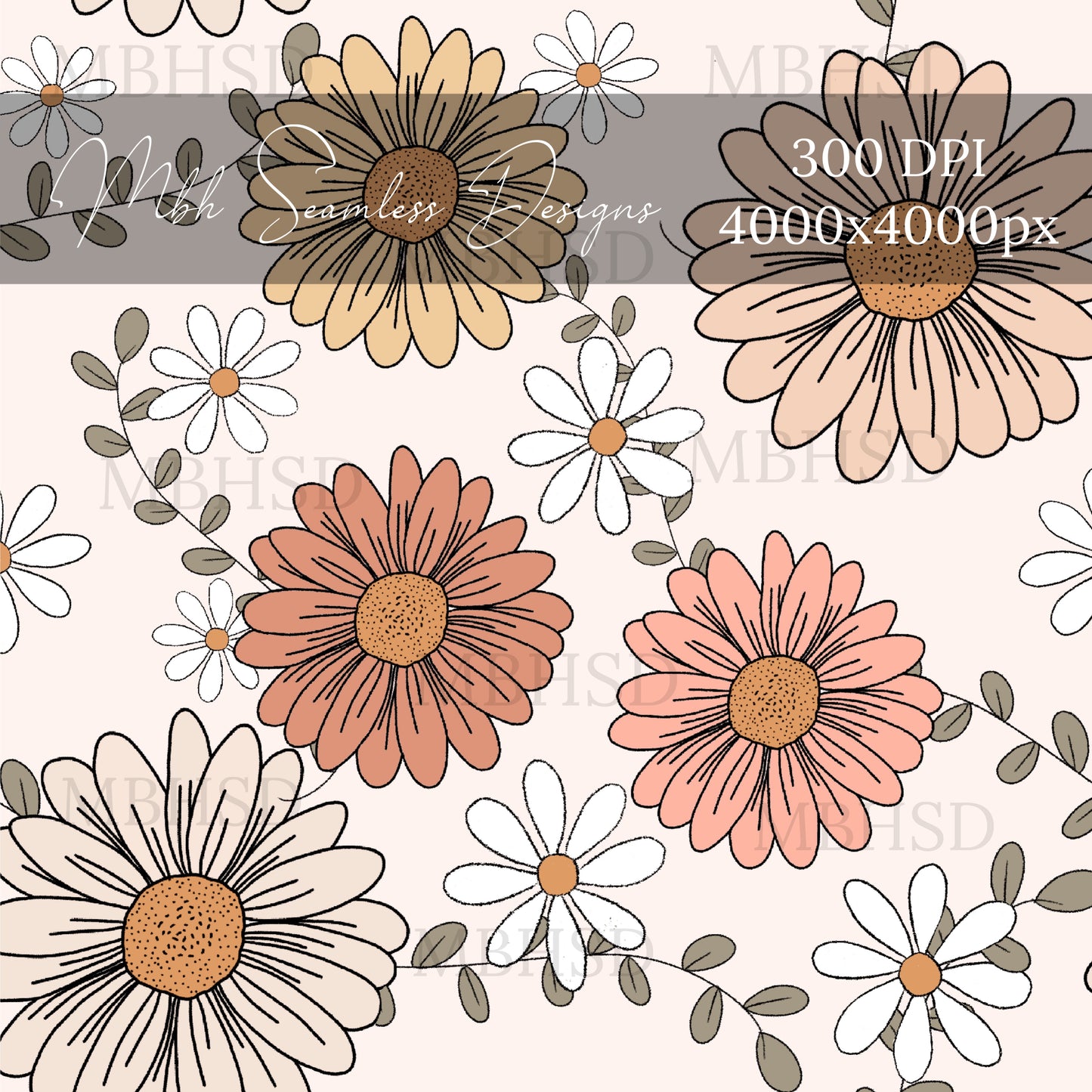 Autumn Daisies Seamless Pattern