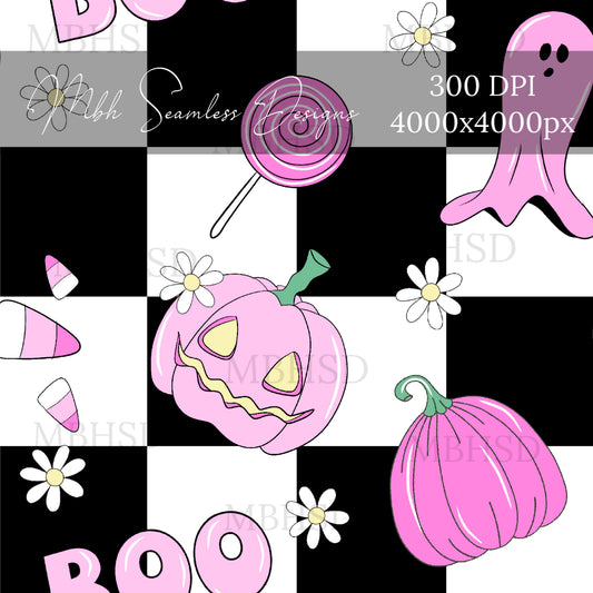 Checkered Boo 2 Colorways Seamless Pattern