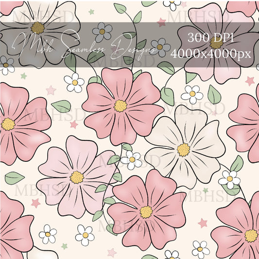 Mauve Blush Floral Seamless Pattern