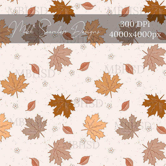 Neutral Fall Foliage Seamless Pattern