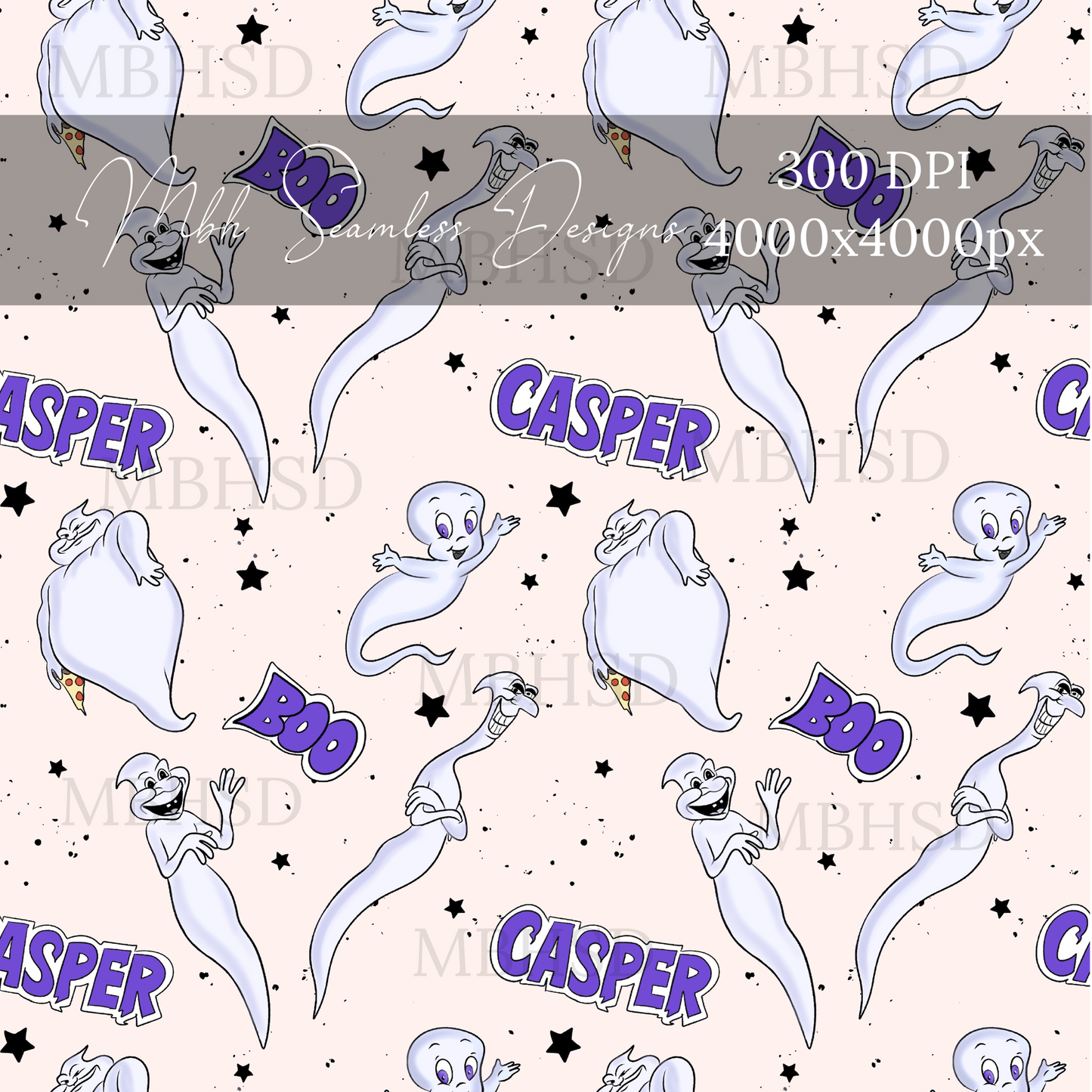 Casper and Friends Assorted Colorways Seamless Pattern