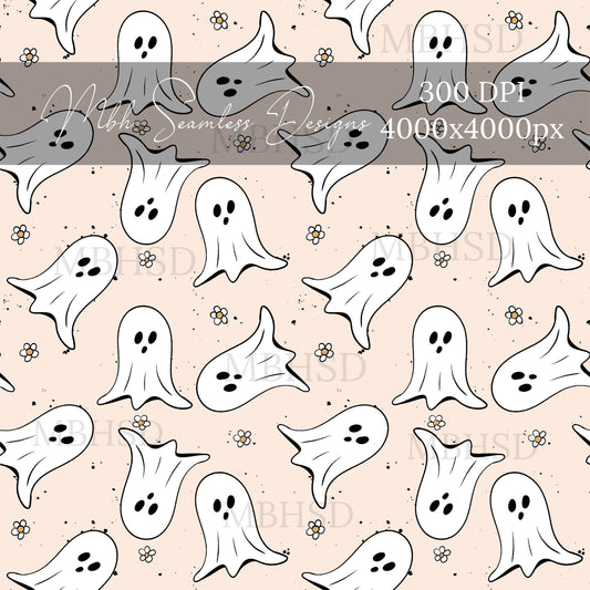 Boho Daisy Ghouls  Seamless Pattern