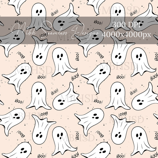 Boho BOO Ghouls  Seamless Pattern